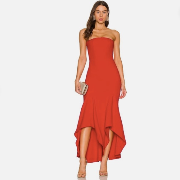 Lovers And + Friends Urgonia Red Strapless Formal Gown Dress Nwt S - Picture 2 of 7